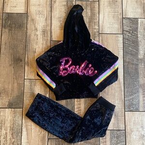 Barbie Black and Multicolor Velour Sequin/Sparkle hoodie/pants 2 piece set